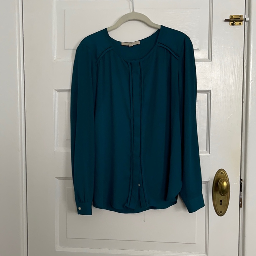 EUC Loft flowy button down dark teal
